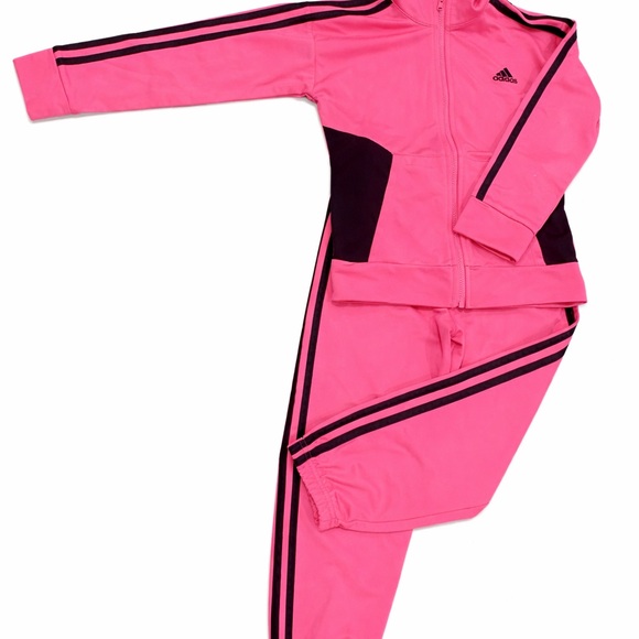Adidas Hot Pink Track Suit - Jacket and Pants - with Black Accents, Size 5T - Picture 2 of 12